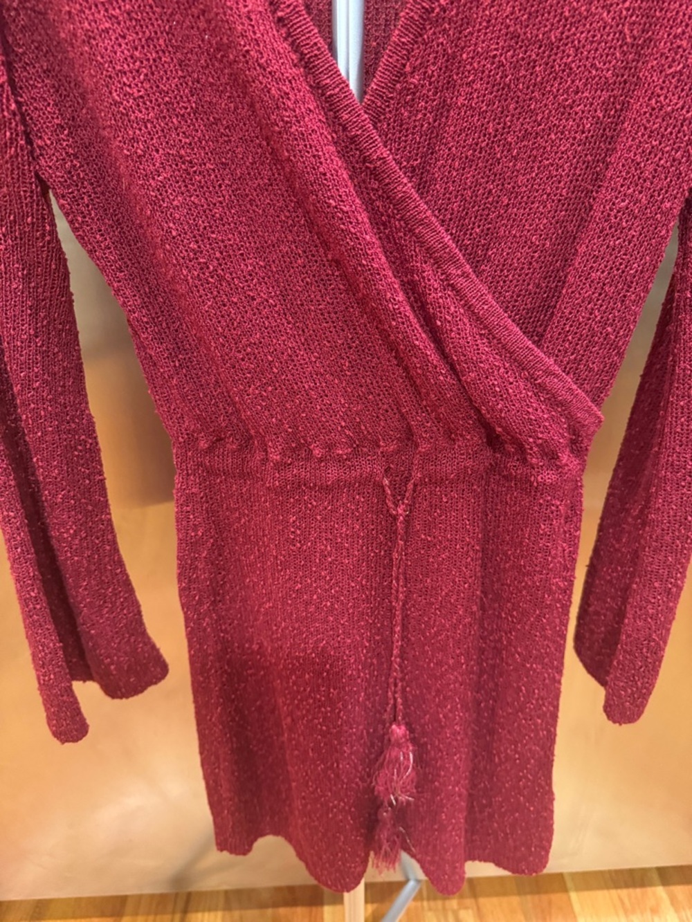 l*space Crimson Wrap Knit Swim Dress Cover Up with Tie Waist - Picture 5 of 13